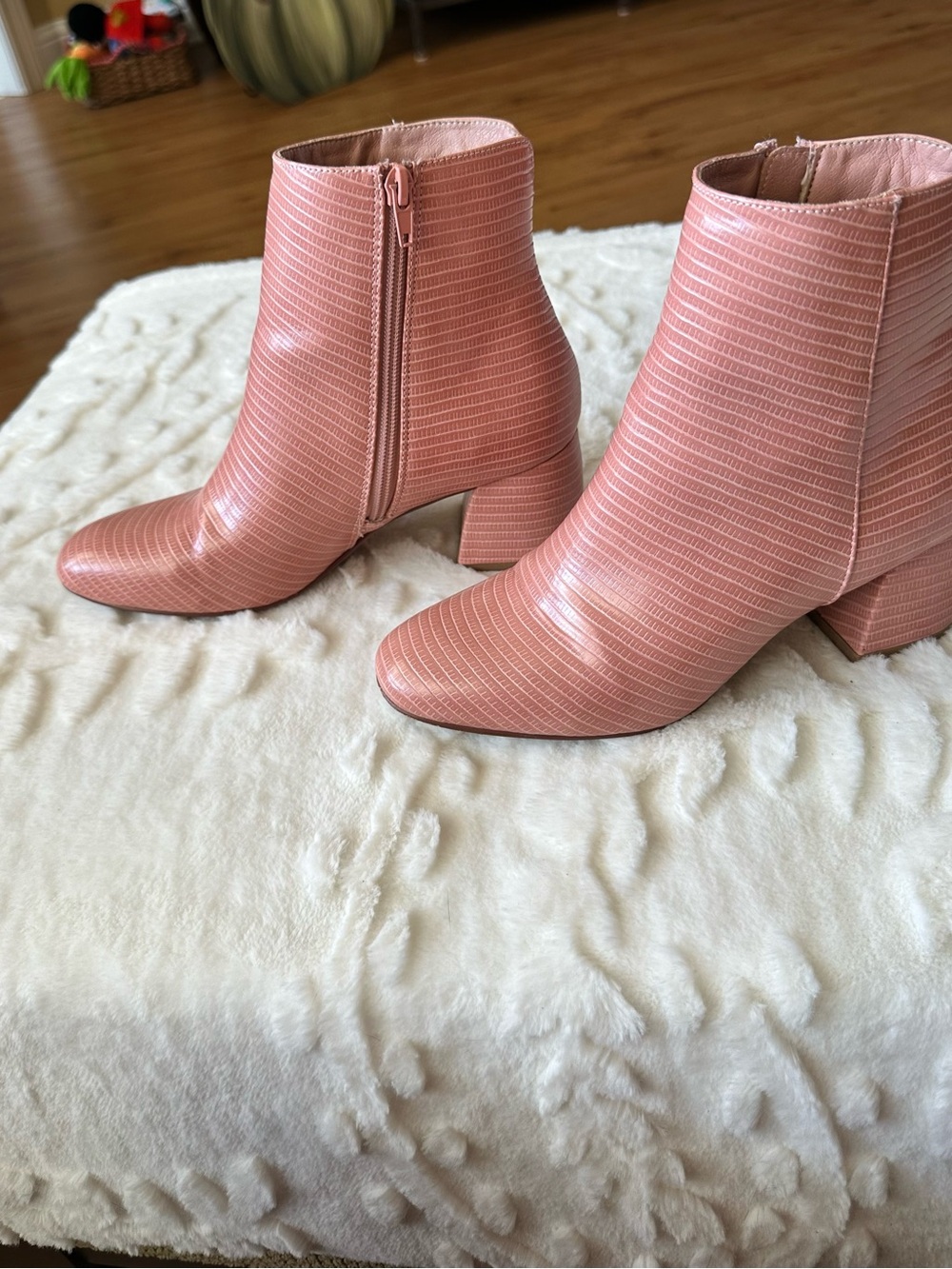 CL by Chinese Laundry Pink Textured Block Heel Ankle Boots